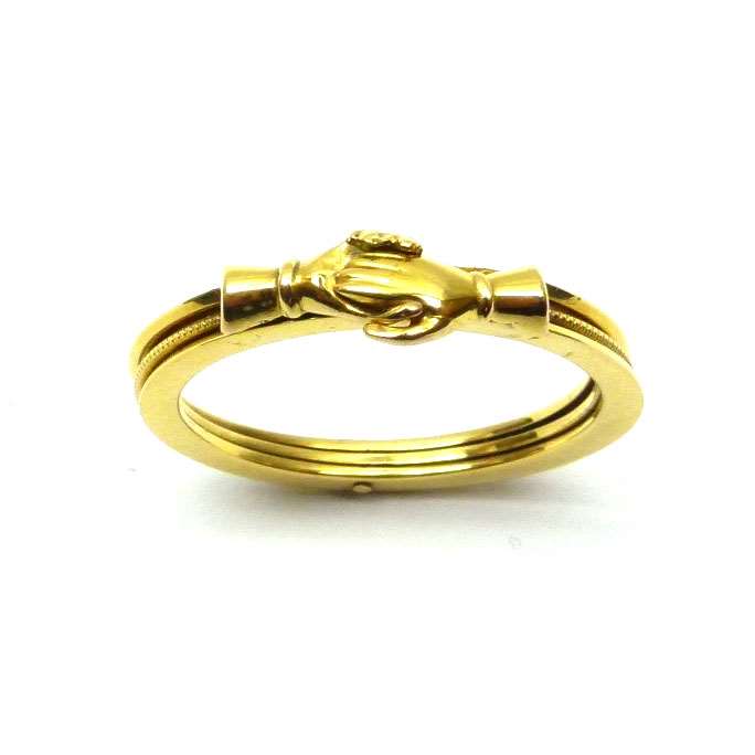 Early 19th. century gold gimmel/ fede ring